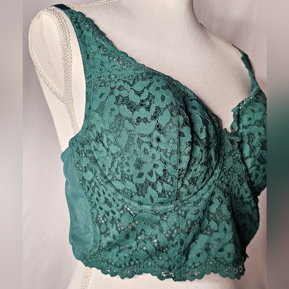 Victorias Secret Green Eyelet Crotchet Lace Corset Style Bodice - Picture 3 of 7